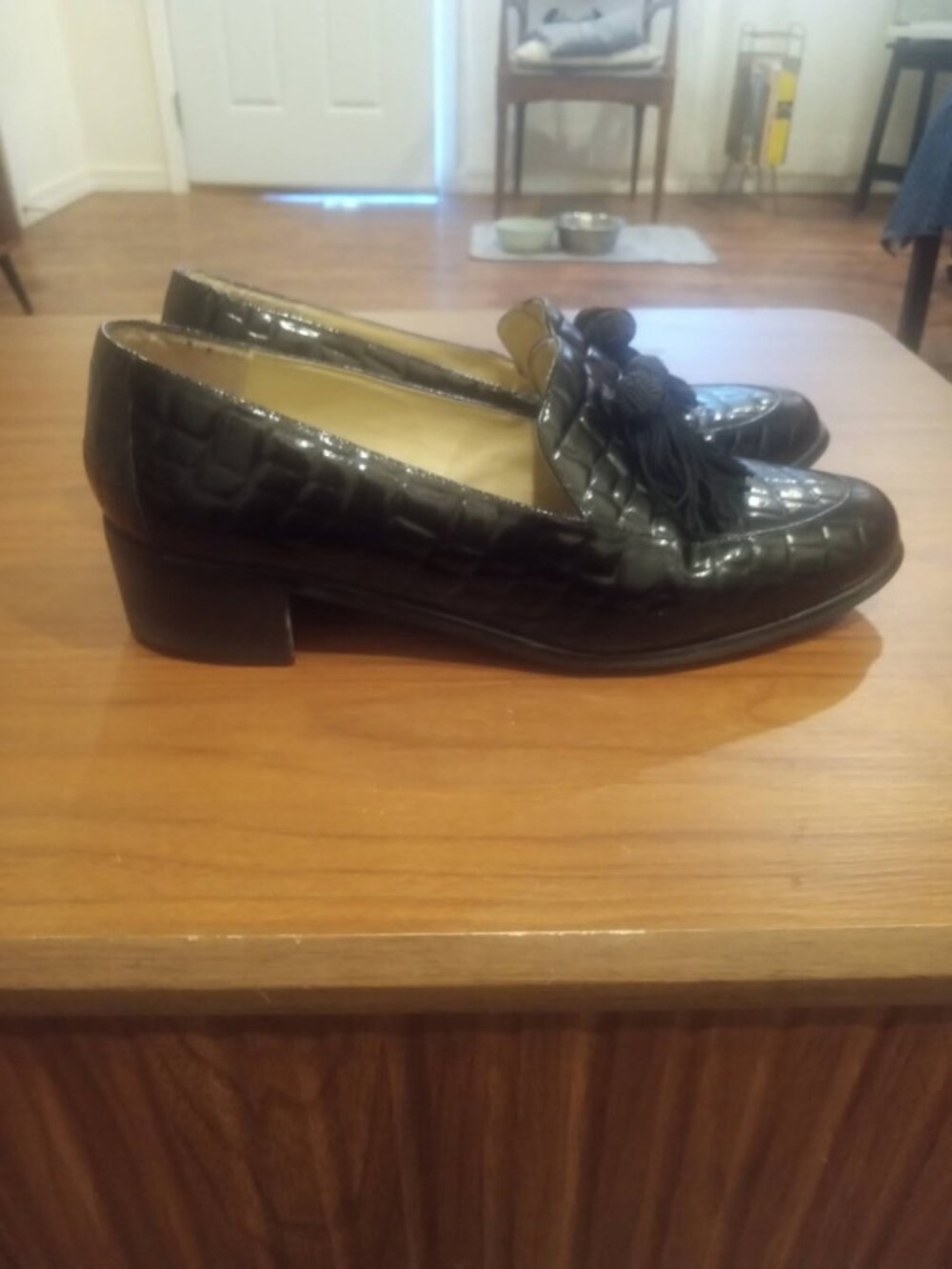 Jennifer Moore Croc Embossed Leather Loafer With Tassel US 9 W - Picture 4 of 7